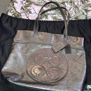 Coach Metallic Bronze Leather Tote - Shimmering Brown